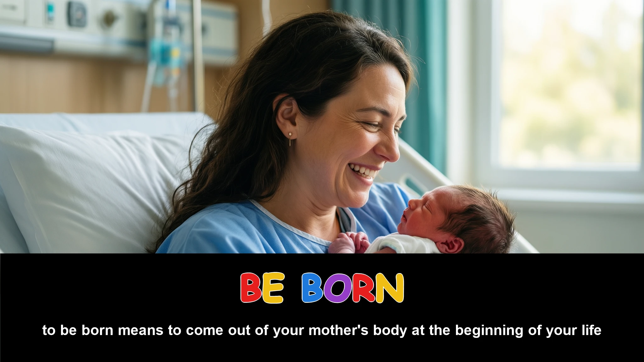 English Illustration for be born